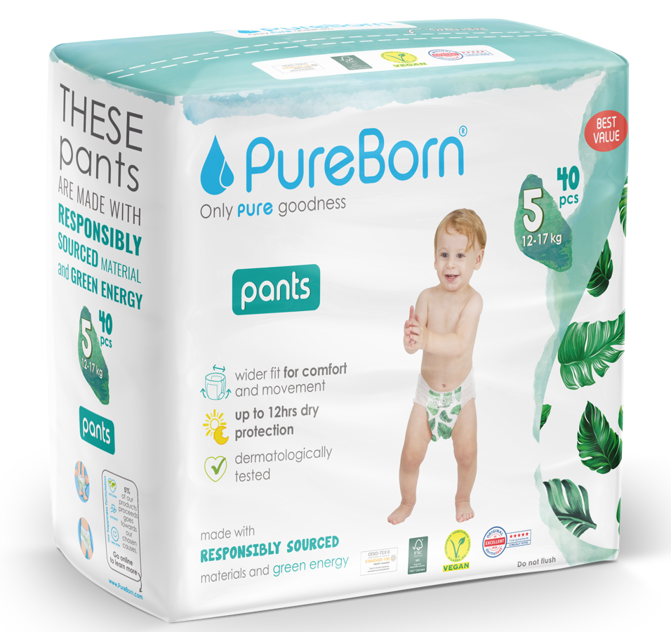 PureBorn Pants. Size 5. 12-16kg. 40 units
