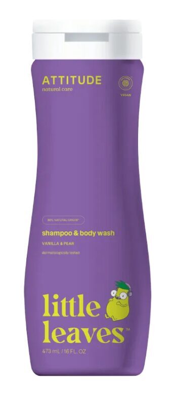 Attitude šampūns un ķermeņa mazgāšanas līdzeklis bērniem ar vaniļas un bumbieru aromātu 473ml