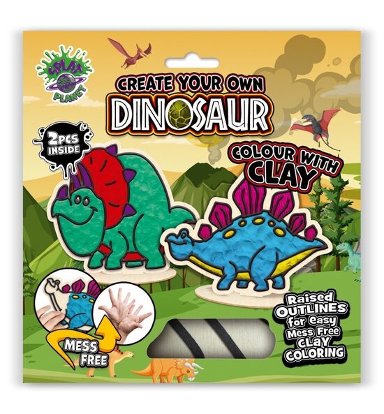 Splat Planet radošais modelēšanas komplekts ar koka Dinozauriem