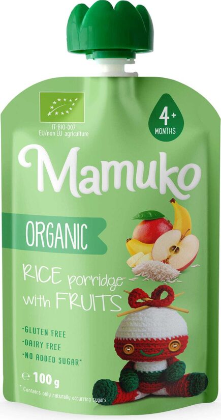 Mamuko BIO rīsu putra ar augļiem 100g 4+ mēn.