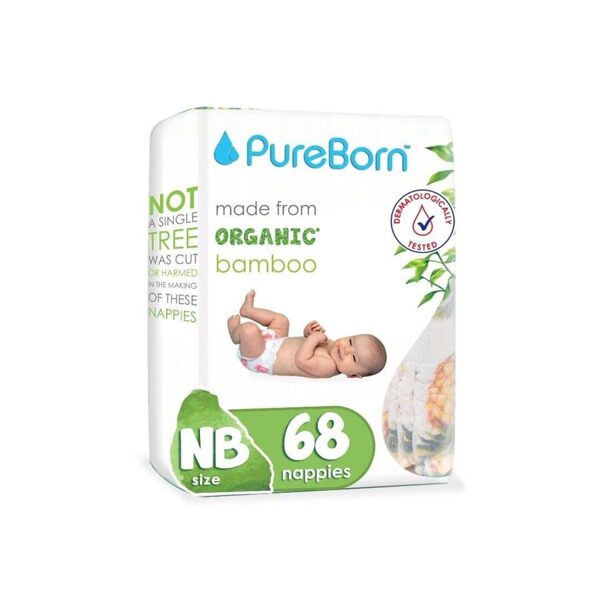PureBorn nappies size NB: Newborn Up to 4.5KG. 68 units