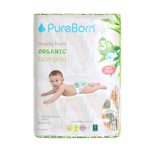 PureBorn nappies size 3. Value Pack. From 5.5 to 8KG. 56 units