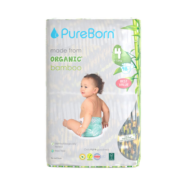 PureBorn nappies size 4. Value Pack. From 7 to 12KG. 48 units