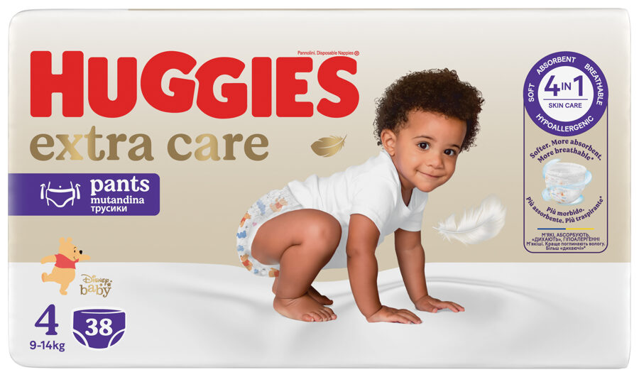 Huggies Extra Care Uzvelkamās autiņbiksītes 4.izm, (9-14kg) 38gb