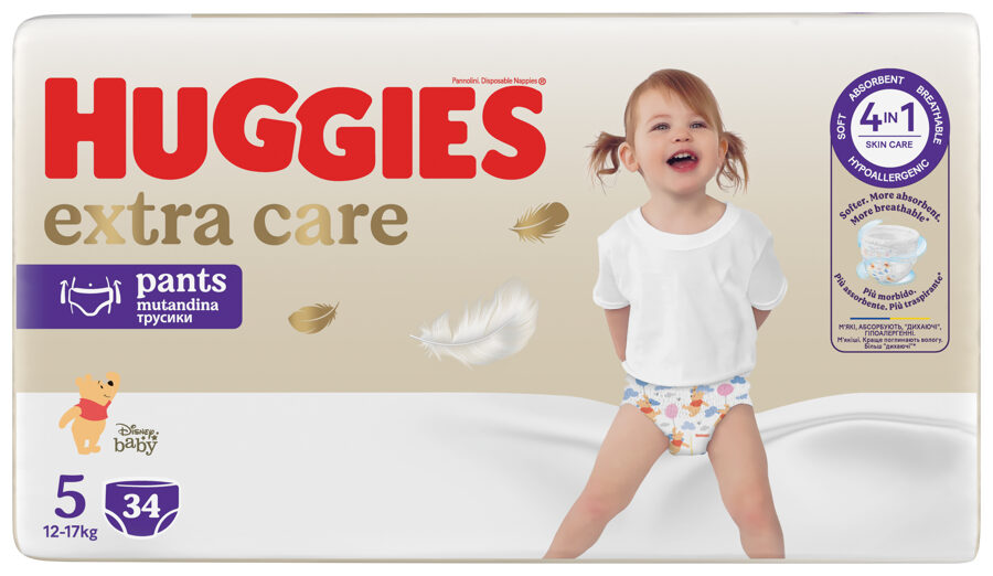 Huggies Extra Care Uzvelkamās autiņbiksītes 5.izm, (12-17kg) 34gb