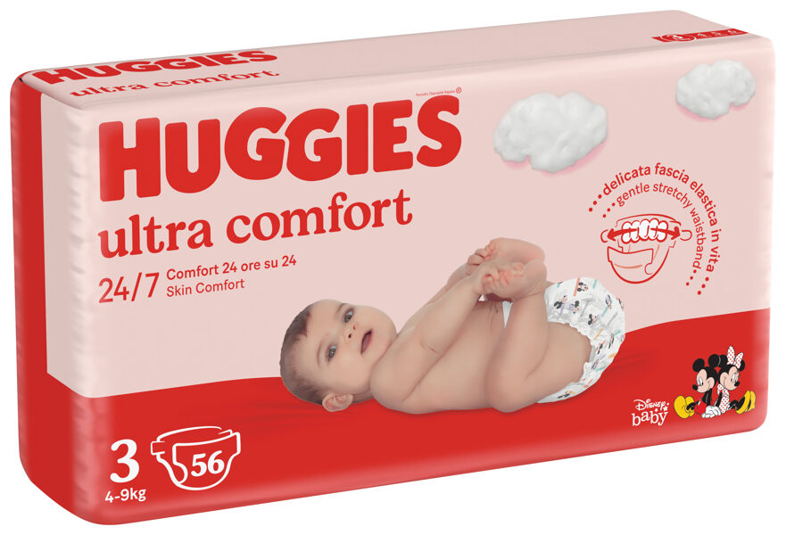 Huggies Ultra Comfort autiņbiksītes ar klipšiem 3. izm 56gb (4-9kg) Zēniem