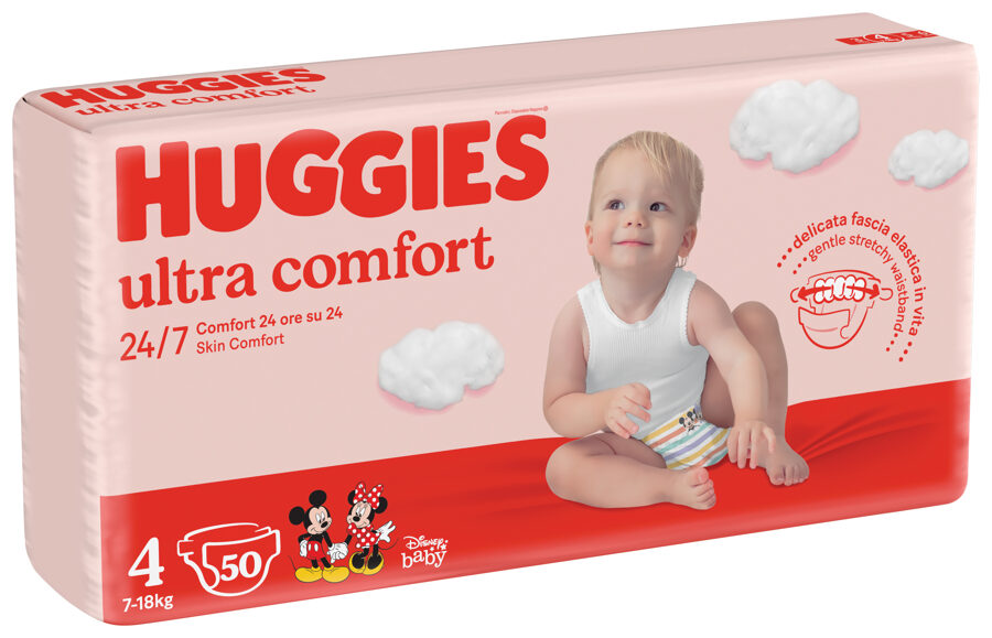 Huggies Ultra Comfort autiņbiksītes ar klipšiem 4. izm 50gb (7-18kg) Zēniem