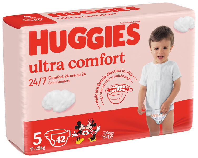 Huggies Ultra Comfort autiņbiksītes ar klipšiem 5. izm 42gb (11-25kg) Zēniem