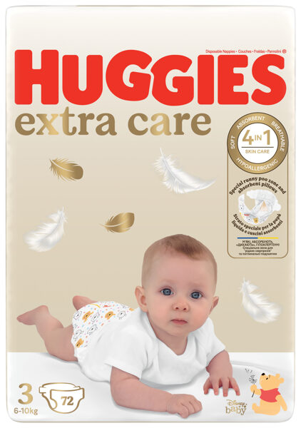 Huggies Extra Care autiņbiksītes ar klipšiem 3. izm (6-10kg) 72gb