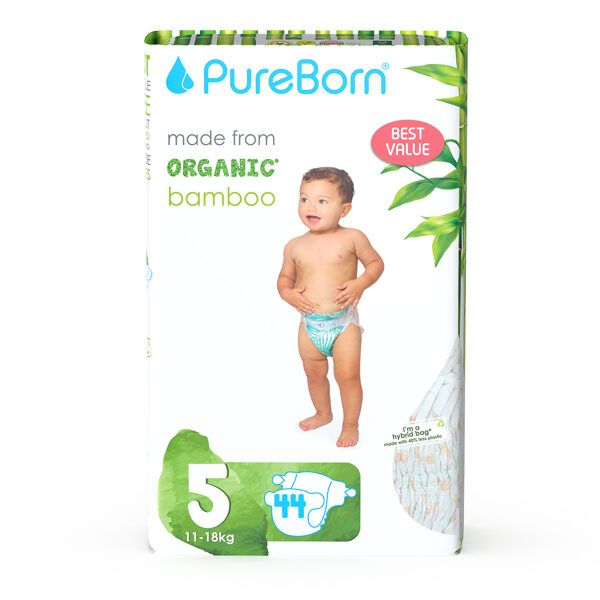 PureBorn nappies size 5. Value Pack. From 11 to 18KG. 44 units