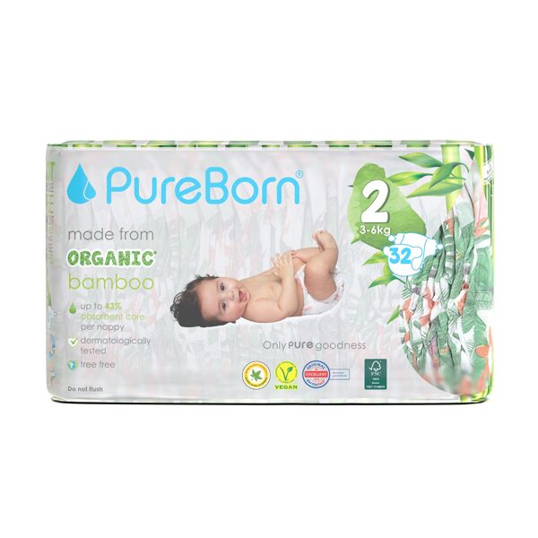 PureBorn nappies size 2 Single Pack From 3 to 6KG. 32 units