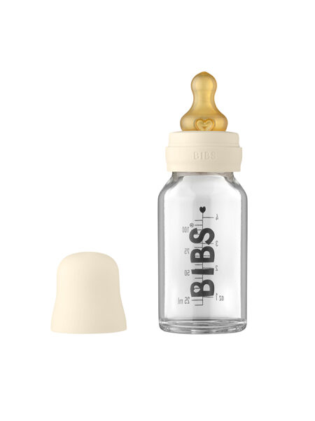 BIBS Stikla Barošanas Pudelīte 110ml (Ivory) 0+ mēn