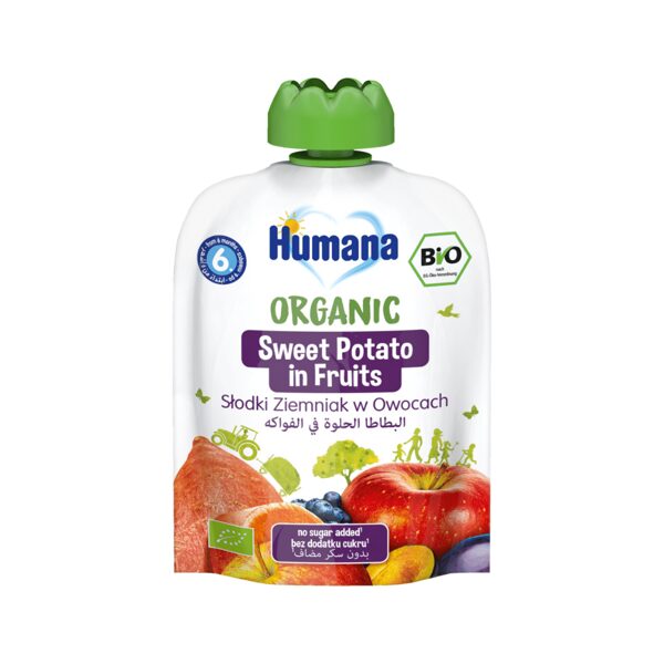 Humana BIO augļu biezenis ar saldo kartupeli 90g 6+ mēn.