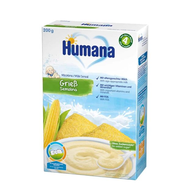 Humana Semolina (Corn) milk cereal 200g, 4+m