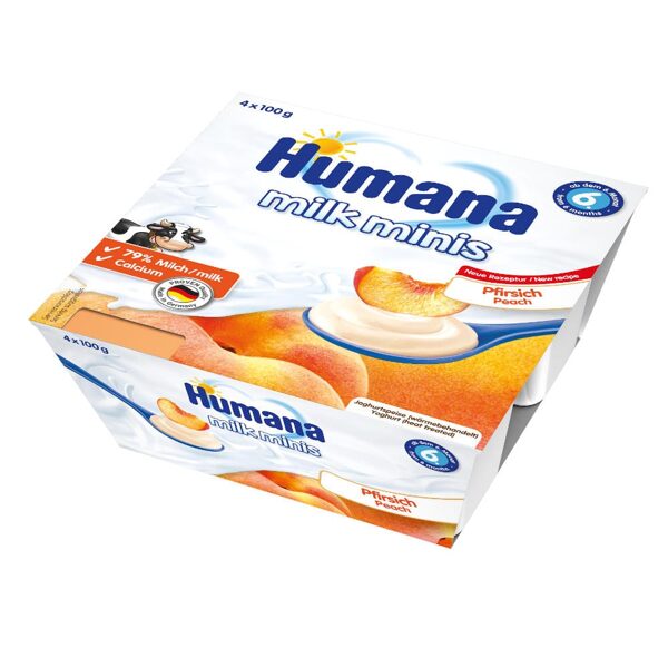 Humana Milk Minis jogurta deserts ar persikiem 400g