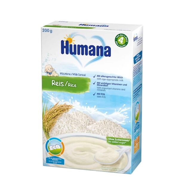 Humana cereal rice with milk 200g, 4+m