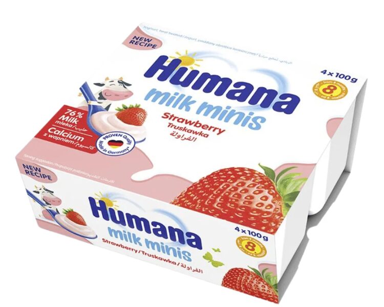 Humana Milk Minis jogurta deserts ar zemenēm 400g