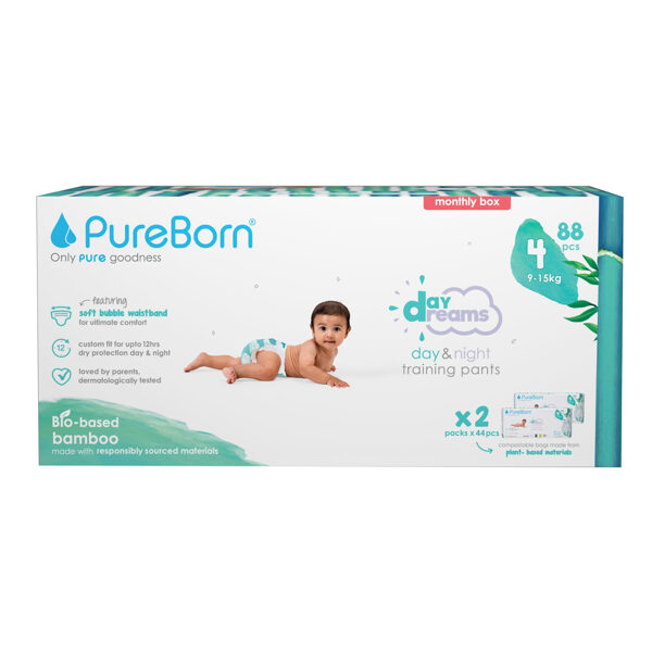 PureBorn Day Dreams uzvelkamās autiņbiksītes 4.izmērs Master Pack 9-15kg 88gb