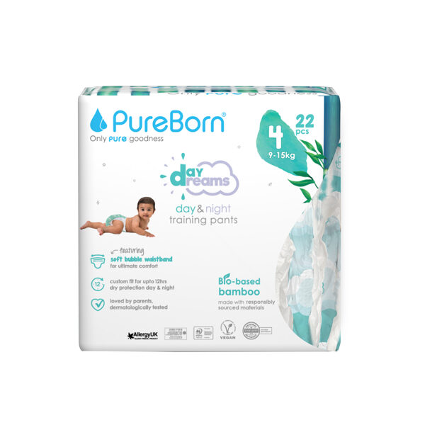 PureBorn Day Dreams uzvelkamās autiņbiksītes 4.izmērs Single Pack 9-15kg 22gb