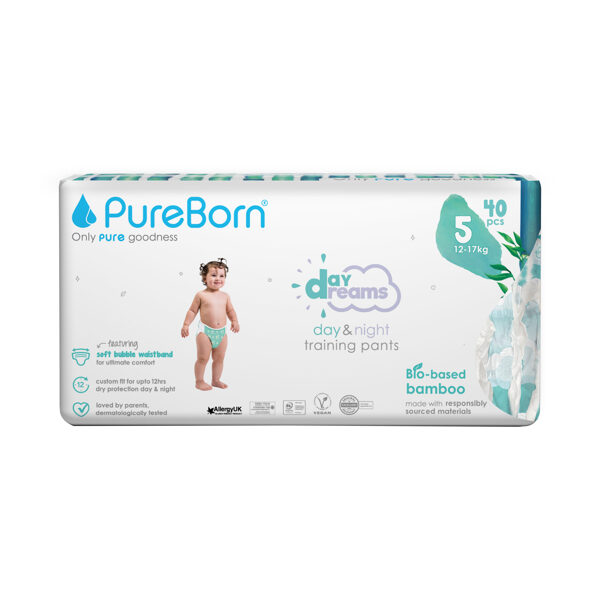 PureBorn Day Dreams uzvelkamās autiņbiksītes 5.izmērs Double Pack 12-17kg 40gb