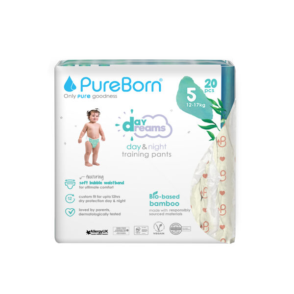 PureBorn Day Dreams uzvelkamās autiņbiksītes 5.izmērs Single Pack 12-17kg 20gb