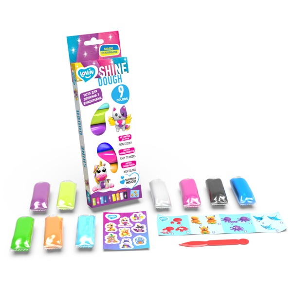 Radošais komplekts Modelēšanas mīkla Play Dough - Shine 9 krāsas