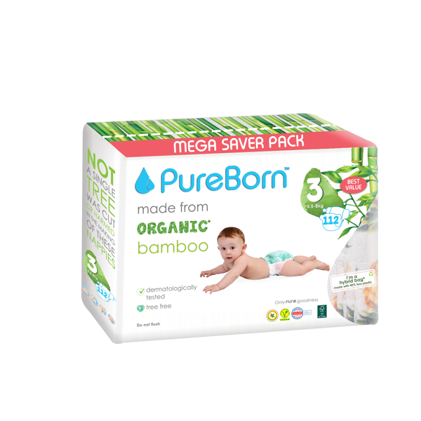 PureBorn nappies size 3. MEGA Pack. From 5.5 to 8KG. 112 units