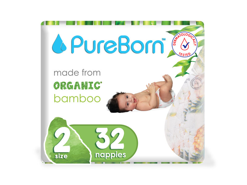 PureBorn nappies size 2. From 3 to 6KG. 32 units